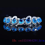 Zircon Heart Bracelets Crystal 925 Silver Stone Talismans Men
