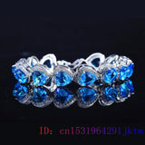 Zircon Heart Bracelets Crystal 925 Silver Stone Talismans Men
