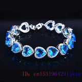 Zircon Heart Bracelets Crystal 925 Silver Stone Talismans Men