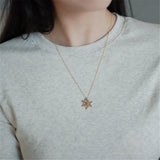 Zircon Inlaid Snowflakes Pendant Long Necklace S925 Sterling Silver