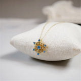 Zircon Inlaid Snowflakes Pendant Long Necklace Romantic Women Jewelry