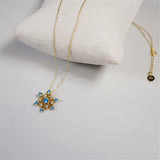 Zircon Inlaid Snowflakes Pendant Long Necklace S925 Sterling Silver