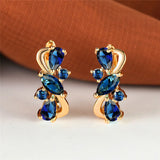 Zircon Pear Cut Hoop Earrings Multicolor Crystal Water Drop Stone Earrings