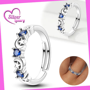 Zircon Star Moon Ring 925 Sterling Silver Hot Series Women Anniversary Jewelry
