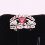 Purple Princess Wedding Band Crown Heart Zirconia Engagement Ring Sets