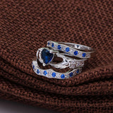 Purple Princess Wedding Band Crown Heart Zirconia Engagement Ring Sets