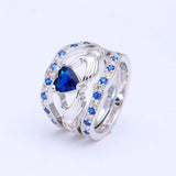 Purple Princess Wedding Band Crown Heart Zirconia Engagement Ring Sets