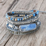 Crystal Double Ring Woven Charm 5 Strands Wrap Bracelet Boho Women Leather