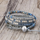 Crystal Double Ring Woven Charm 5 Strands Wrap Bracelet Boho Women Leather