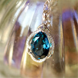 Sapphire Crystal Pendant Necklace Silver Diamond Choker