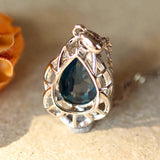 Sapphire Crystal Pendant Necklace Silver Diamond Choker