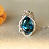 Sapphire Crystal Pendant Necklace Silver Diamond Choker