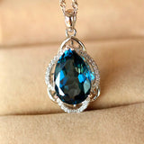 Sapphire Crystal Pendant Necklace Silver Diamond Choker