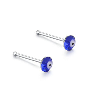 Evil Eye Nose Stud 925 Sterling Silver Rhinestone Nose Piercing Jewelry