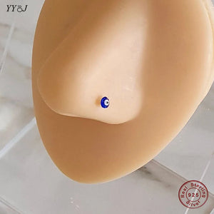 Evil Eye Nose Stud 925 Sterling Silver Rhinestone Nose Piercing Jewelry