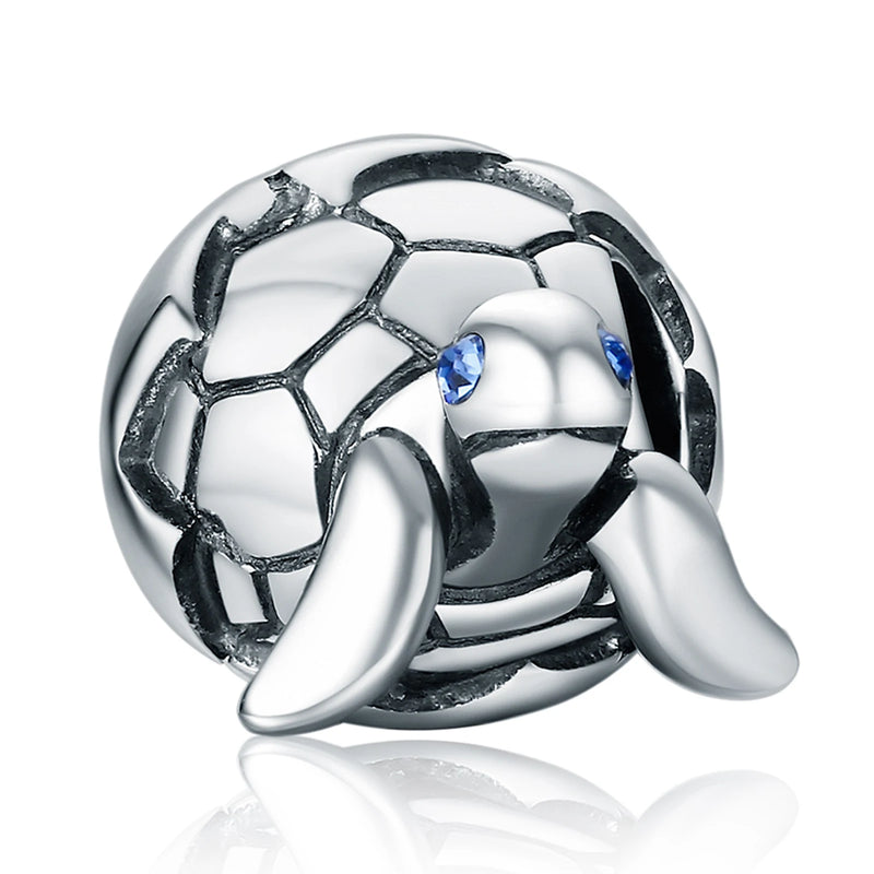 Blue-Eyed Turtle Bracelet Pendant Silver Plating Woman Animal Beads