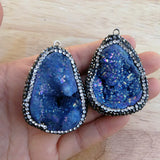Quartz Crystal Stone Pendant Agates Druzy Pendulum Charm Necklace Pendants