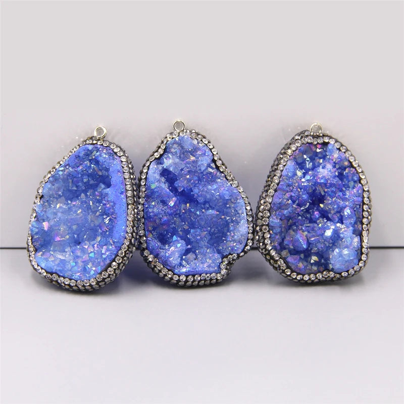 Quartz Crystal Stone Pendant Agates Druzy Pendulum Charm Necklace Pendants