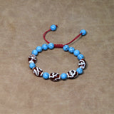 Turquoise Beads Red&White Tibet Louts DZI Bracelet