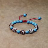 Turquoise Beads Red&White Tibet Louts DZI Bracelet