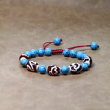 Turquoise Beads Red&White Tibet Louts DZI Bracelet