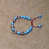 Turquoise Beads Red&White Tibet Louts DZI Bracelet