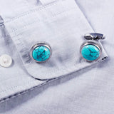 Turquoise Gemstone Stainless Steel Cufflinks