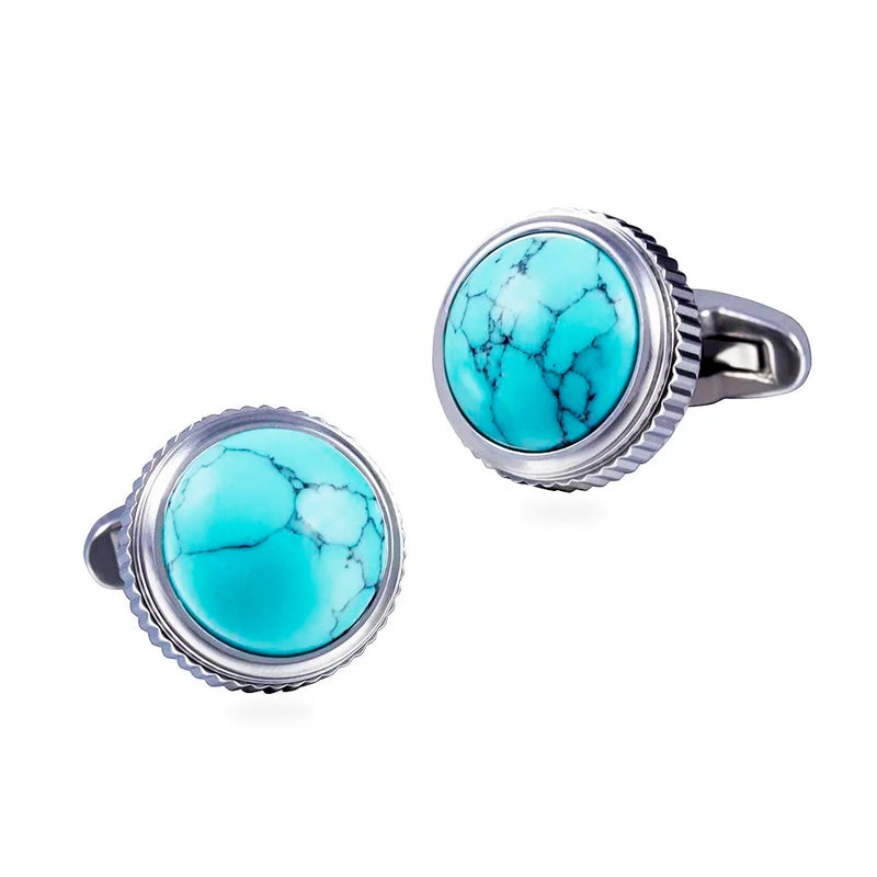 Turquoise Gemstone Stainless Steel Cufflinks