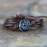 Vintage Ceramic Bead Charm Wrap Bracelet Boho Jewelry Drop