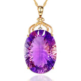18K Purple Big Zircon Charm Pendant Necklace For Women