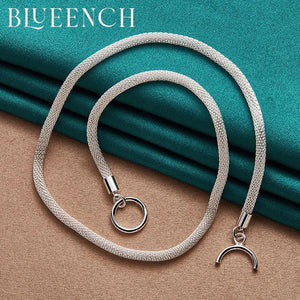 925 Silver 4mm Snake Chain Necklace OT Buckle Women Jewelry