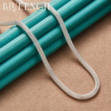 925 Silver 4mm Snake Chain Necklace OT Buckle Women Jewelry