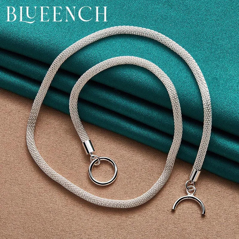 925 Silver 4mm Snake Chain Necklace OT Buckle Women Jewelry