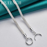 925 Silver 4mm Snake Chain Necklace OT Buckle Women Jewelry