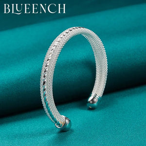 925 Silver 60mm Wide-Faced Mesh Bracelet for Women's Wedding Party