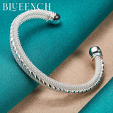 925 Silver 60mm Wide-Faced Mesh Bracelet for Women's Wedding Party