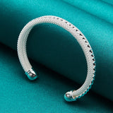 925 Silver 60mm Wide-Faced Mesh Bracelet for Women's Wedding Party