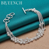 925 Silver Ball Beads Multilayer Chain Bracelet for Women