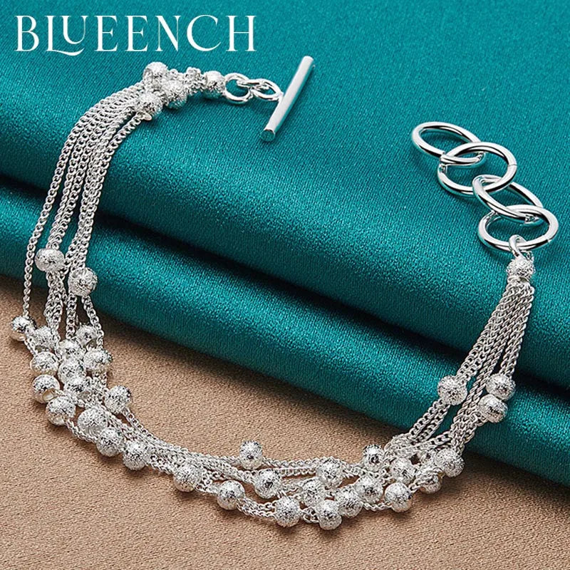 925 Silver Ball Beads Multilayer Chain Bracelet for Women