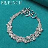 925 Silver Ball Beads Multilayer Chain Bracelet for Women