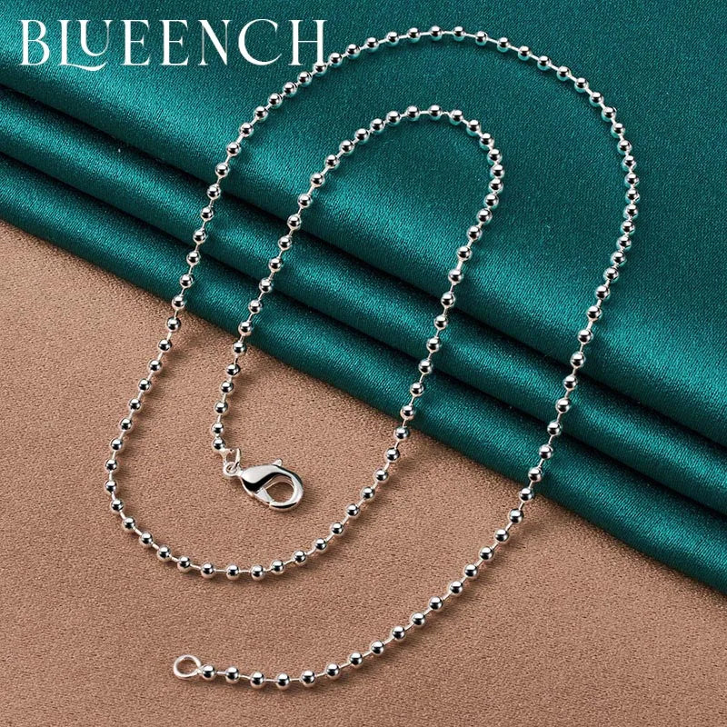 925 Silver Ball Beads Thin Chain Necklace for Women