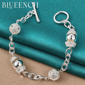 925 Silver Ball Hollowed Out Buckle Bracelet for Ladies