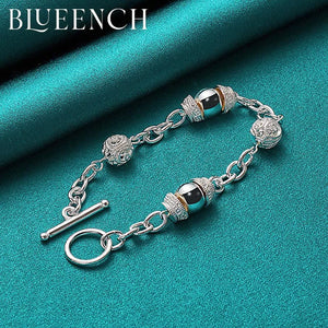 925 Silver Ball Hollowed Out Buckle Bracelet for Ladies