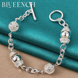 925 Silver Ball Hollowed Out Buckle Bracelet for Ladies