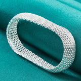 925 Silver Braid Mesh Bracelet Wedding Party Charm Jewelry