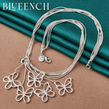 925 Silver Butterfly Cutout Necklace Women Glamour Jewelry
