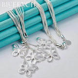 925 Silver Butterfly Cutout Necklace Women Glamour Jewelry
