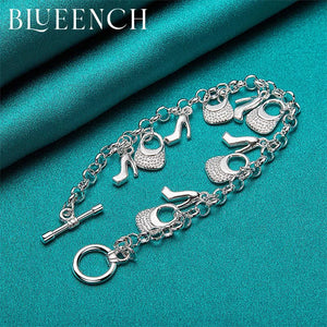 925 Silver Butterfly Bag Pendant Bracelet Wedding Jewelry