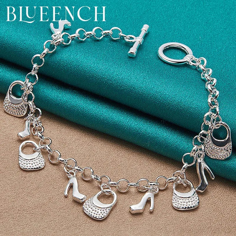 925 Silver Butterfly Bag Pendant Bracelet Wedding Jewelry