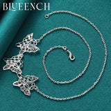 925 Silver Butterfly Pendant Necklace Thin Chain Wedding Jewelry